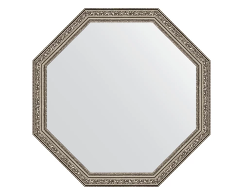 Зеркало настенное Octagon EVOFORM в багетной раме виньетка состаренное серебро, 70,4х70,4 см, BY 3693