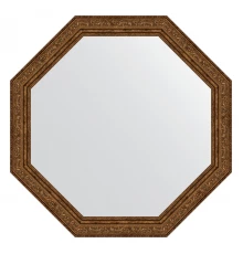 Зеркало настенное Octagon EVOFORM в багетной раме виньетка состаренная бронза, 60,4х60,4 см, BY 3695