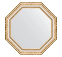 Зеркало настенное Octagon EVOFORM в багетной раме золотые бусы на серебре, 51,6х51,6 см, BY 3709