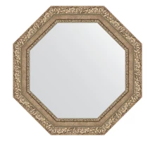 Зеркало настенное Octagon EVOFORM в багетной раме виньетка античное серебро, 65,4х65,4 см, BY 3776