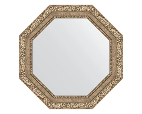 Зеркало настенное Octagon EVOFORM в багетной раме виньетка античное серебро, 65,4х65,4 см, BY 3776