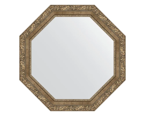 Зеркало настенное Octagon EVOFORM в багетной раме виньетка античная латунь, 75,4х75,4 см, BY 3783
