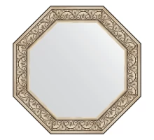 Зеркало настенное Octagon EVOFORM в багетной раме барокко серебро, 80,4х80,4 см, BY 3849