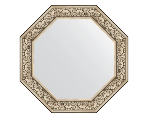 Зеркало настенное Octagon EVOFORM в багетной раме барокко серебро, 80,4х80,4 см, BY 3849