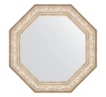 Зеркало настенное Octagon EVOFORM в багетной раме виньетка серебро, 80,6х80,6 см, BY 3855