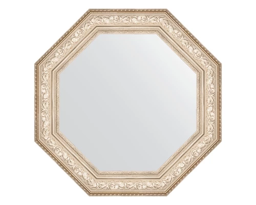 Зеркало настенное Octagon EVOFORM в багетной раме виньетка серебро, 80,6х80,6 см, BY 3855