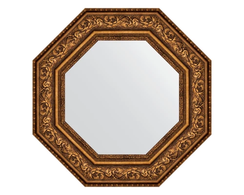 Зеркало настенное Octagon EVOFORM в багетной раме виньетка состаренная бронза, 60,6х60,6 см, BY 3856