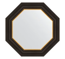 Зеркало настенное Octagon EVOFORM в багетной раме чёрное дерево с золотом, 54х54 см, BY 3874