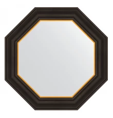 Зеркало настенное Octagon EVOFORM в багетной раме чёрное дерево с золотом, 54х54 см, BY 3874