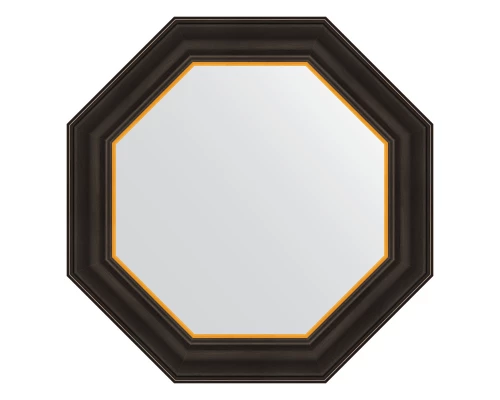 Зеркало настенное Octagon EVOFORM в багетной раме чёрное дерево с золотом, 54х54 см, BY 3874