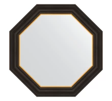 Зеркало настенное Octagon EVOFORM в багетной раме чёрное дерево с золотом, 64х64 см, BY 3875