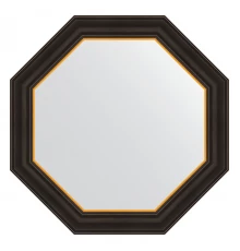 Зеркало настенное Octagon EVOFORM в багетной раме чёрное дерево с золотом, 64х64 см, BY 3875