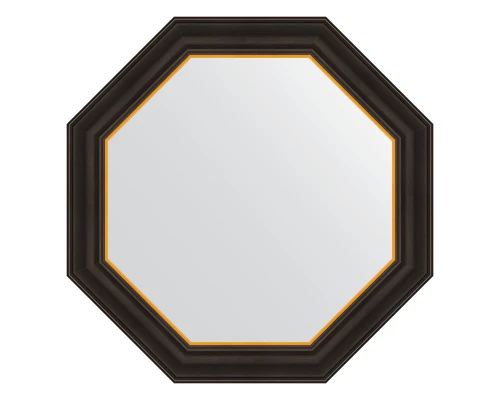 Зеркало настенное Octagon EVOFORM в багетной раме чёрное дерево с золотом, 64х64 см, BY 3875