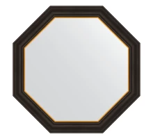 Зеркало настенное Octagon EVOFORM в багетной раме чёрное дерево с золотом, 74х74 см, BY 3876