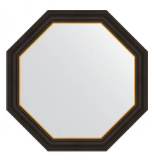 Зеркало настенное Octagon EVOFORM в багетной раме чёрное дерево с золотом, 74х74 см, BY 3876