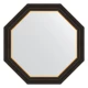 Зеркало настенное Octagon EVOFORM в багетной раме чёрное дерево с золотом, 74х74 см, BY 3876