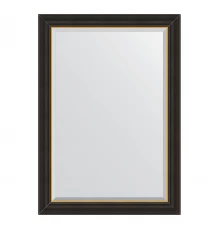 Зеркало настенное с фацетом EVOFORM в багетной раме чёрное дерево с золотом, 74х104 см, BY 3926