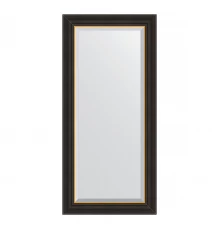 Зеркало настенное с фацетом EVOFORM в багетной раме чёрное дерево с золотом, 54х114 см, BY 3927