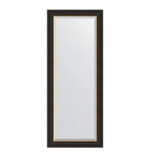 Зеркало настенное с фацетом EVOFORM в багетной раме чёрное дерево с золотом, 59х144 см, BY 3929