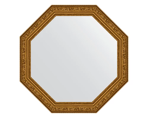 Зеркало настенное Octagon EVOFORM в багетной раме виньетка состаренное золото, 55х55 см, BY 3965