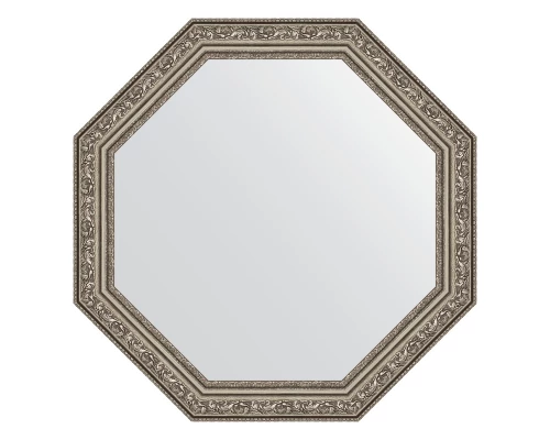 Зеркало настенное Octagon EVOFORM в багетной раме виньетка состаренное серебро, 55х55 см, BY 3967