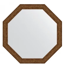 Зеркало настенное Octagon EVOFORM в багетной раме виньетка состаренная бронза, 65х65 см, BY 3970