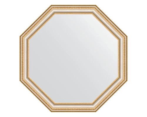 Зеркало настенное Octagon EVOFORM в багетной раме золотые бусы на серебре, 66х66 см, BY 3980