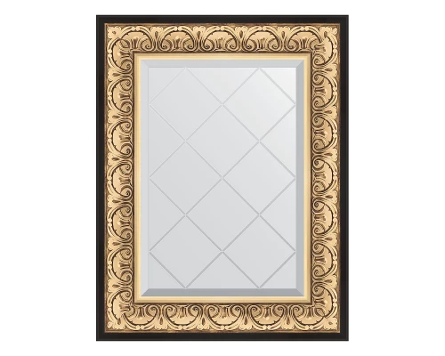 Зеркало настенное с гравировкой EVOFORM в багетной раме барокко золото, 60х77 см, BY 4036