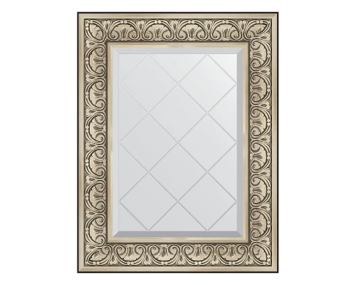 Зеркало настенное с гравировкой EVOFORM в багетной раме барокко серебро, 60х77 см, BY 4037