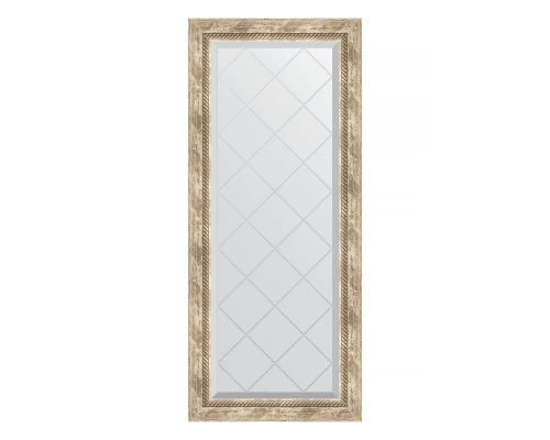 Зеркало настенное с гравировкой EVOFORM в багетной раме прованс с плетением, 53х123 см, BY 4048