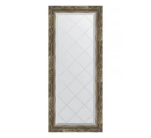 Зеркало настенное с гравировкой EVOFORM в багетной раме старое дерево с плетением, 53х123 см, BY 4049