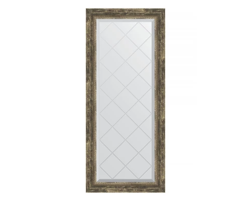 Зеркало настенное с гравировкой EVOFORM в багетной раме старое дерево с плетением, 53х123 см, BY 4049