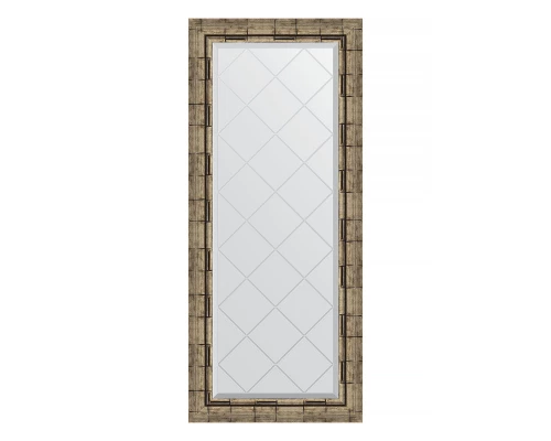 Зеркало настенное с гравировкой EVOFORM в багетной раме серебряный бамбук, 53х123 см, BY 4050