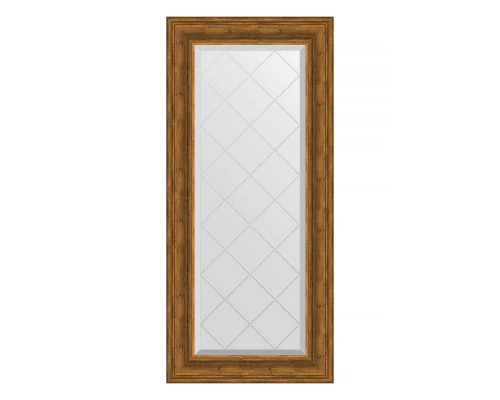 Зеркало настенное с гравировкой EVOFORM в багетной раме травленая бронза, 59х128 см, BY 4075