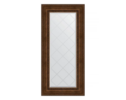 Зеркало настенное с гравировкой EVOFORM в багетной раме состаренная бронза с орнаментом, 62х132 см, BY 4085