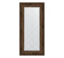 Зеркало настенное с гравировкой EVOFORM в багетной раме состаренное дерево с орнаментом, 62х132 см, BY 4086