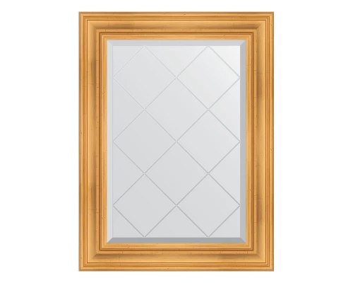 Зеркало настенное с гравировкой EVOFORM в багетной раме травленое золото, 69х91 см, BY 4116