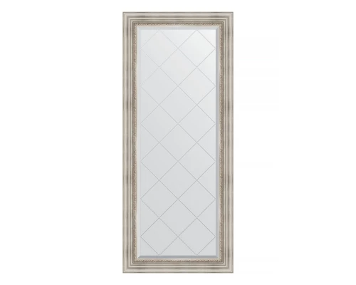 Зеркало настенное с гравировкой EVOFORM в багетной раме римское серебро, 66х156 см, BY 4147