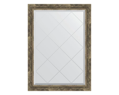 Зеркало настенное с гравировкой EVOFORM в багетной раме старое дерево с плетением, 73х101 см, BY 4178