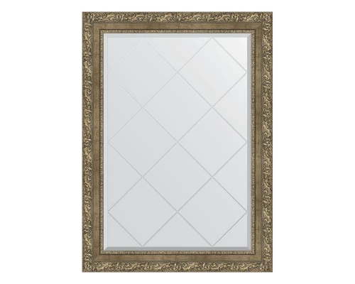 Зеркало настенное с гравировкой EVOFORM в багетной раме виньетка античная латунь, 75х102 см, BY 4188