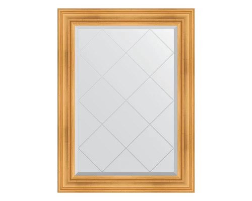 Зеркало настенное с гравировкой EVOFORM в багетной раме травленое золото, 79х106 см, BY 4202