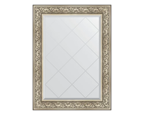 Зеркало настенное с гравировкой EVOFORM в багетной раме барокко серебро, 80х107 см, BY 4209