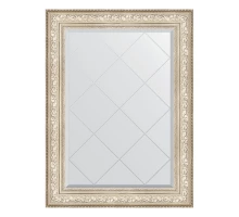 Зеркало настенное с гравировкой EVOFORM в багетной раме виньетка серебро, 80х108 см, BY 4211