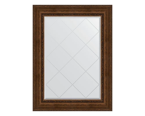 Зеркало настенное с гравировкой EVOFORM в багетной раме состаренная бронза с орнаментом, 82х110 см, BY 4214