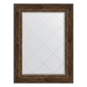 Зеркало настенное с гравировкой EVOFORM в багетной раме состаренное дерево с орнаментом, 82х110 см, BY 4215