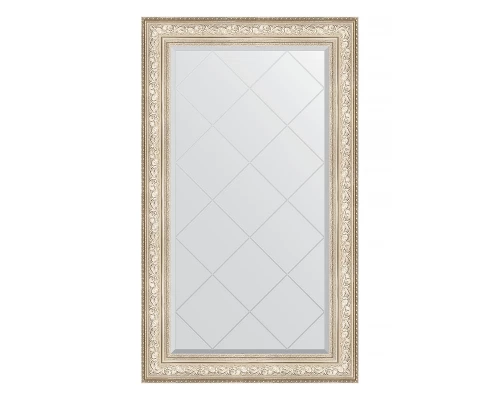 Зеркало настенное с гравировкой EVOFORM в багетной раме виньетка серебро, 80х135 см, BY 4254