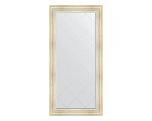 Зеркало настенное с гравировкой EVOFORM в багетной раме травленое серебро, 79х161 см, BY 4289