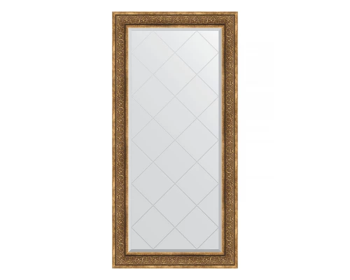 Зеркало настенное с гравировкой EVOFORM в багетной раме вензель бронзовый, 79х161 см, BY 4292
