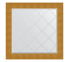 Зеркало настенное с гравировкой EVOFORM в багетной раме чеканка золотая, 86х86 см, BY 4323
