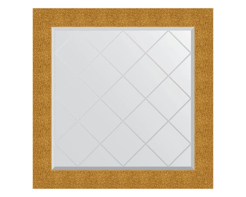 Зеркало настенное с гравировкой EVOFORM в багетной раме чеканка золотая, 86х86 см, BY 4323
